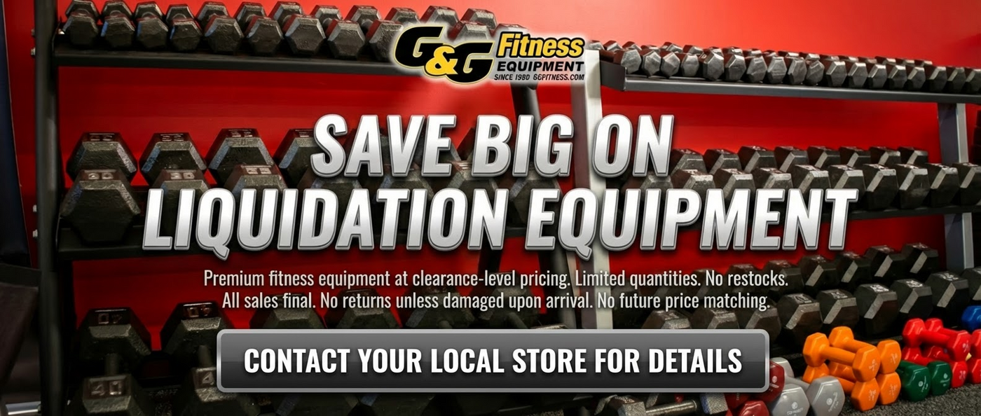 save big on liquidation equipment. premium fitness equipment at clearance-level pricing. limited quantities. no restocks. all sales final. no returns unless damaged upon arrival. no future price matching. contact your local store for details
