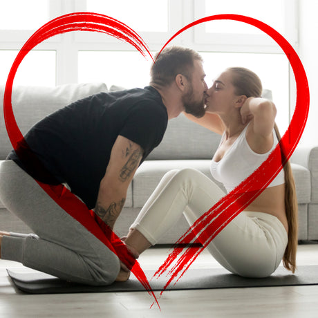 Couples who workout together stay together valentines day love exercise sit ups with a kiss