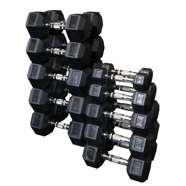 Body-Solid Hex Dumbbell Set with Rack (SDRS550 with 6002-G1)